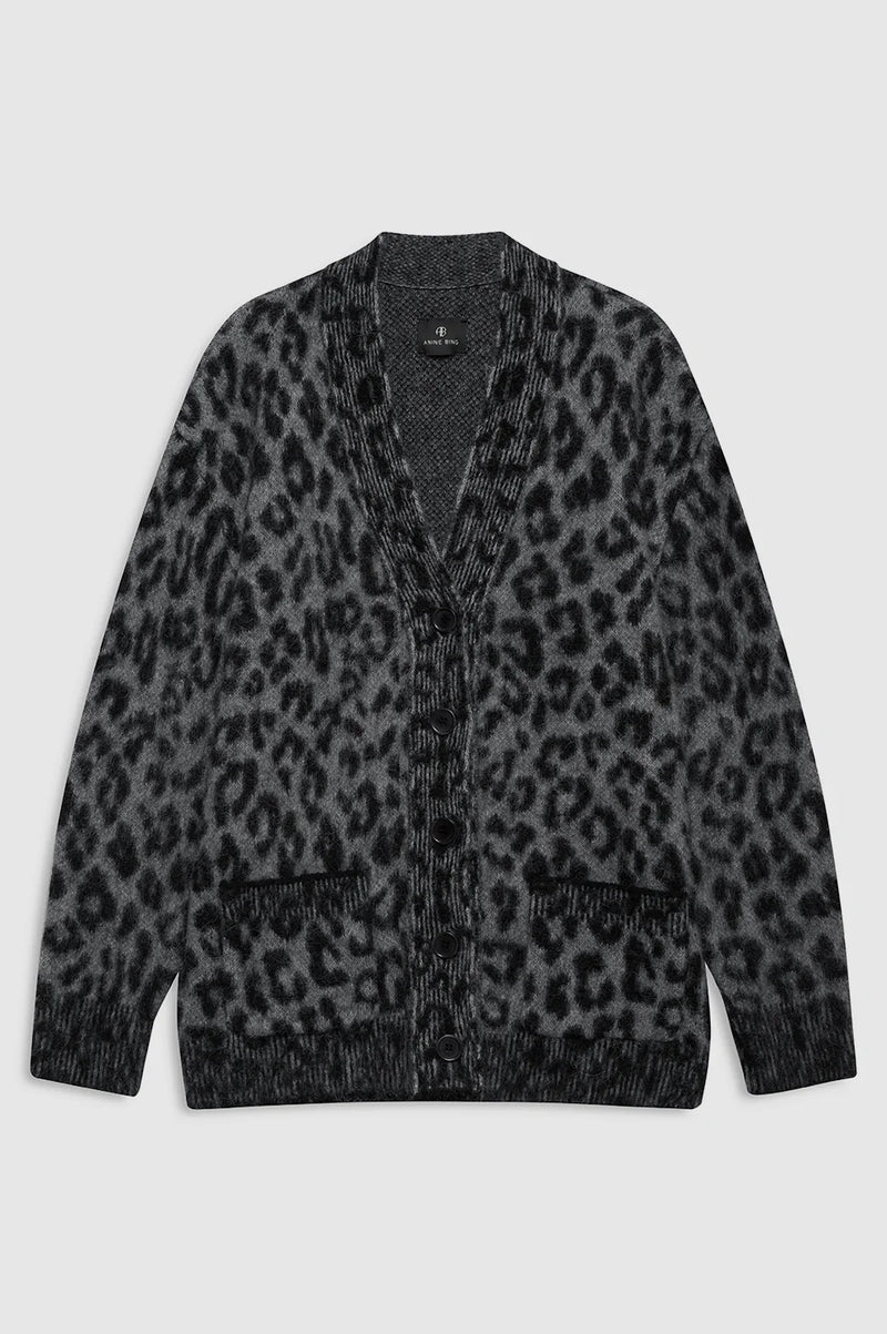 Anine Bing Banks Cardigan - Grey Leopard