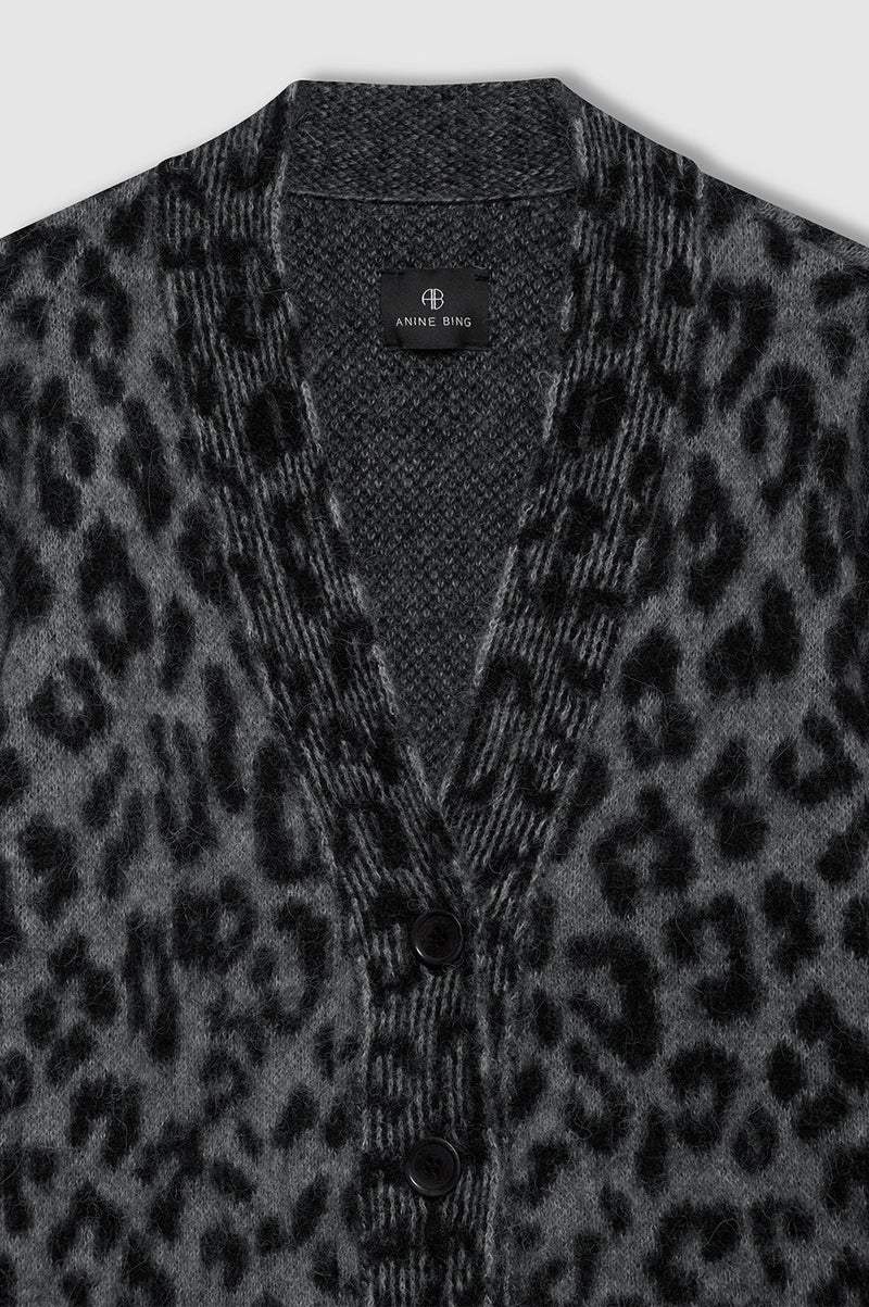 Anine Bing Banks Cardigan - Grey Leopard