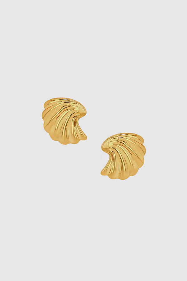 Anine Bing Curved Shell Earrings - Gold