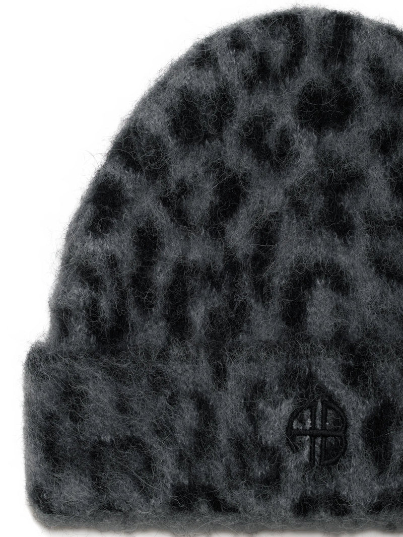 Anine Bing Elia Beanie - Grey Leopard