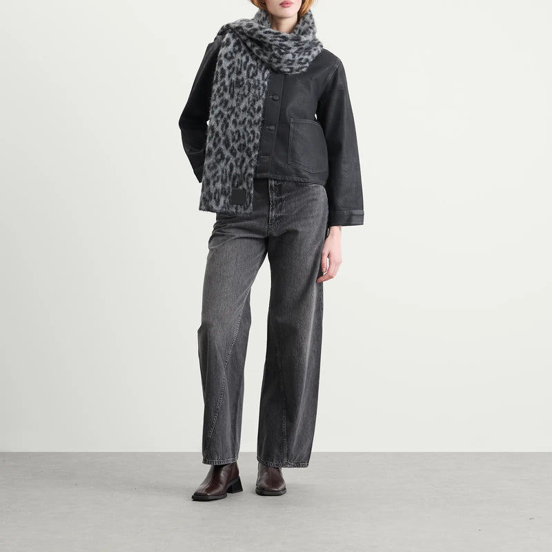Anine Bing Hannah Scarf - Grey Leopard