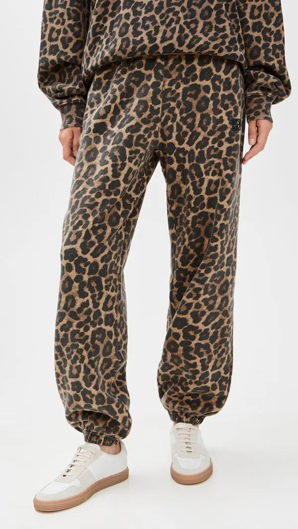 Anine Bing Karter Jogger Framed Monogram - Black And Brown Leopard