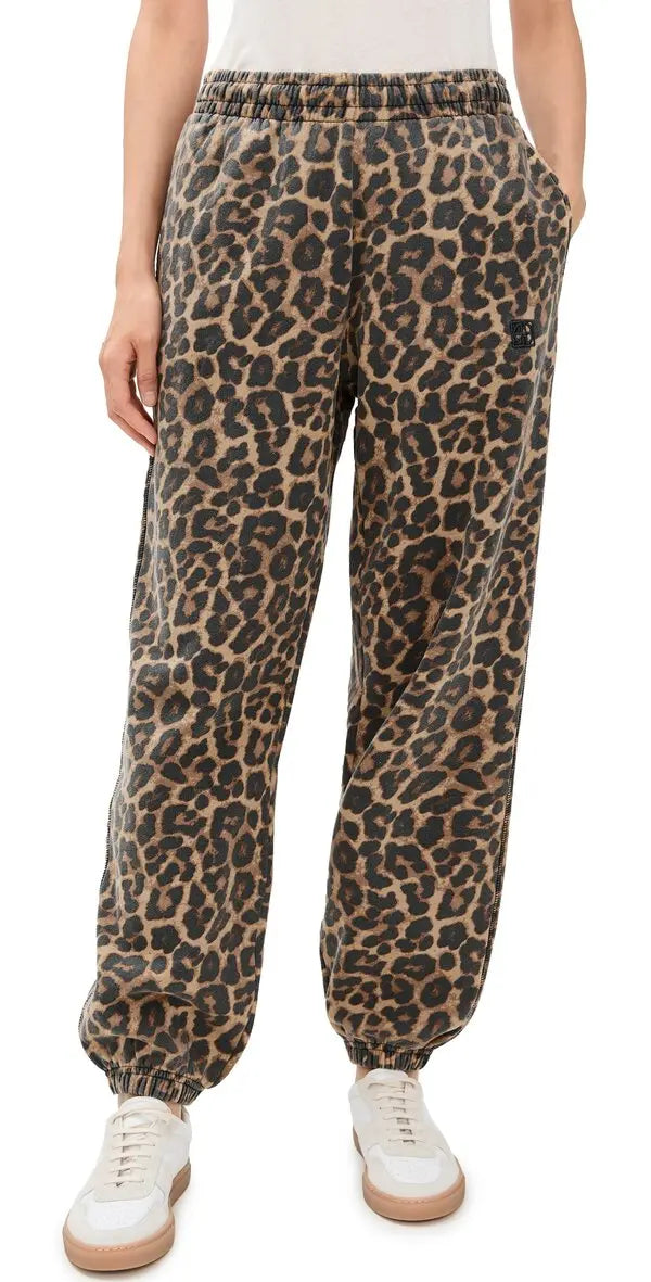Anine Bing Karter Jogger Framed Monogram - Black And Brown Leopard