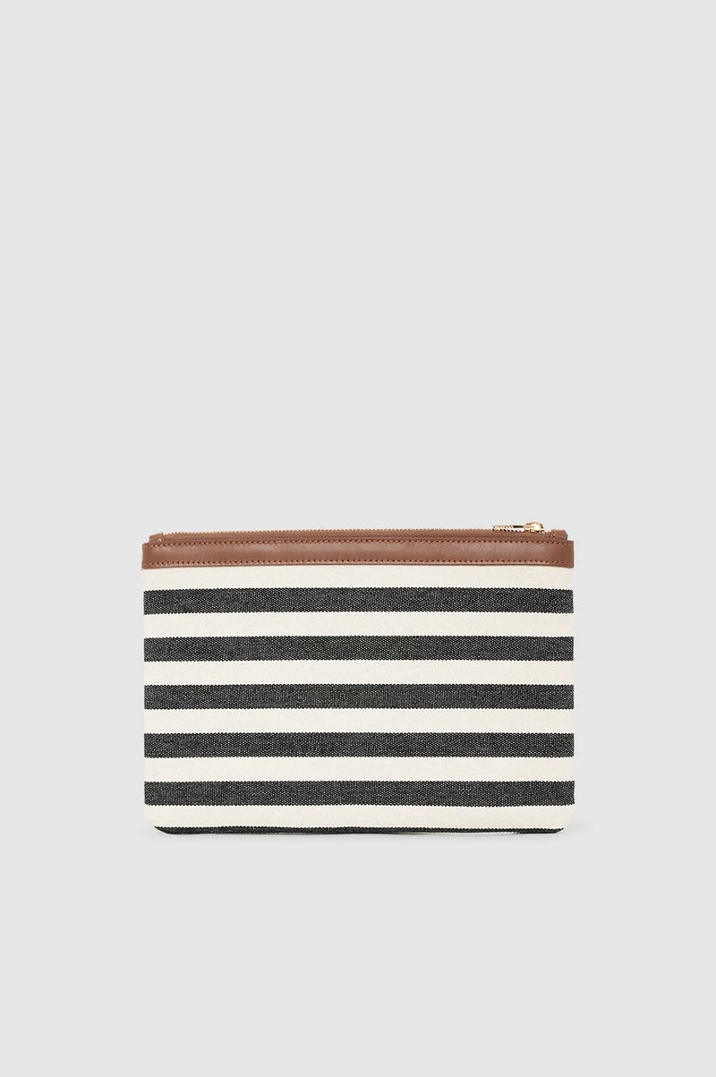 Anine Bing Lili Pouch - Black And Natural Stripe