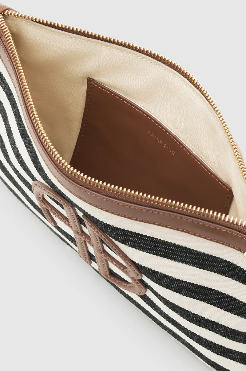 Anine Bing Lili Pouch - Black And Natural Stripe