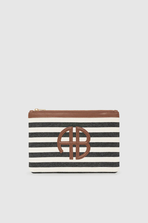 Anine Bing Lili Pouch - Black And Natural Stripe