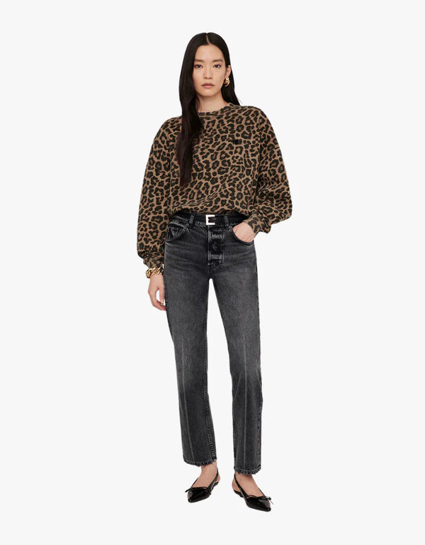 Anine Bing Miles Sweatshirt - Black And Brown Leopard