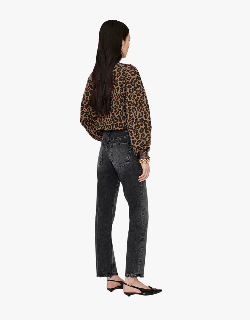 Anine Bing Miles Sweatshirt - Black And Brown Leopard
