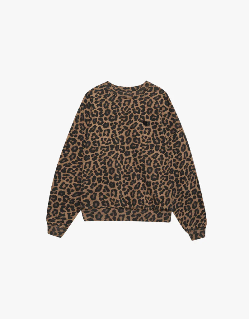 Anine Bing Miles Sweatshirt - Black And Brown Leopard
