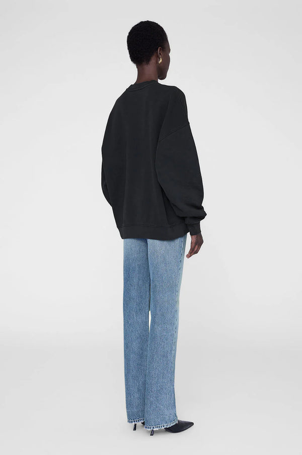 Anine Bing Miles Sweatshirt Chenille Signature - Black