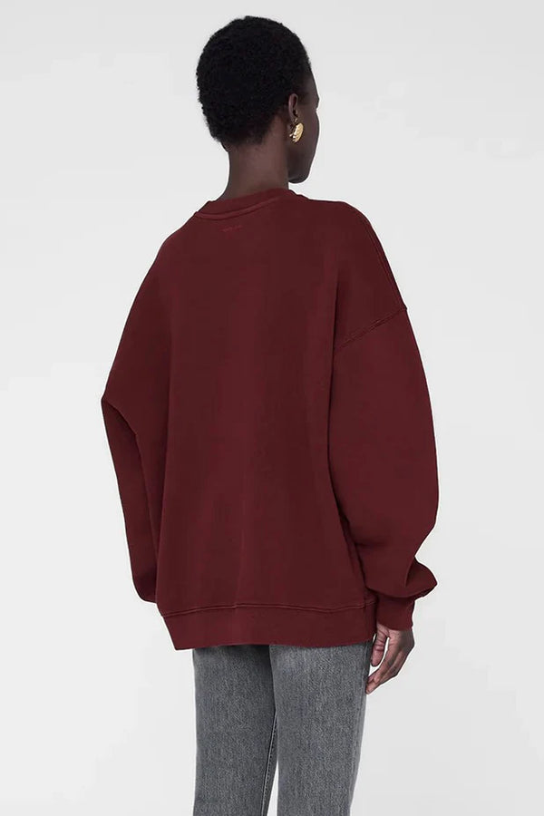 Anine Bing Miles Sweatshirt Chenille Signature - Cabernet