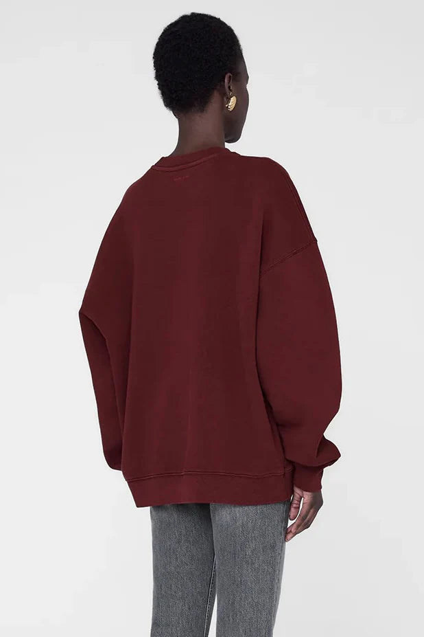 Anine Bing Miles Sweatshirt Chenille Signature - Cabernet