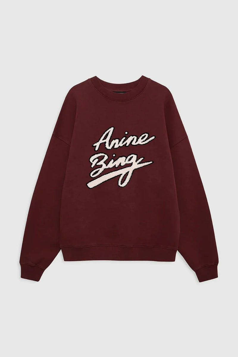 Anine Bing Miles Sweatshirt Chenille Signature - Cabernet