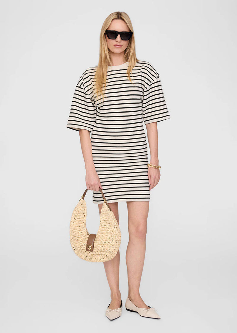 Anine Bing Mona Dress - Black Stripe French Terry