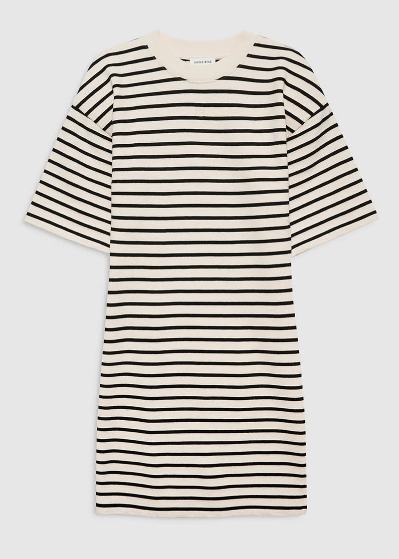 Anine Bing Mona Dress - Black Stripe French Terry