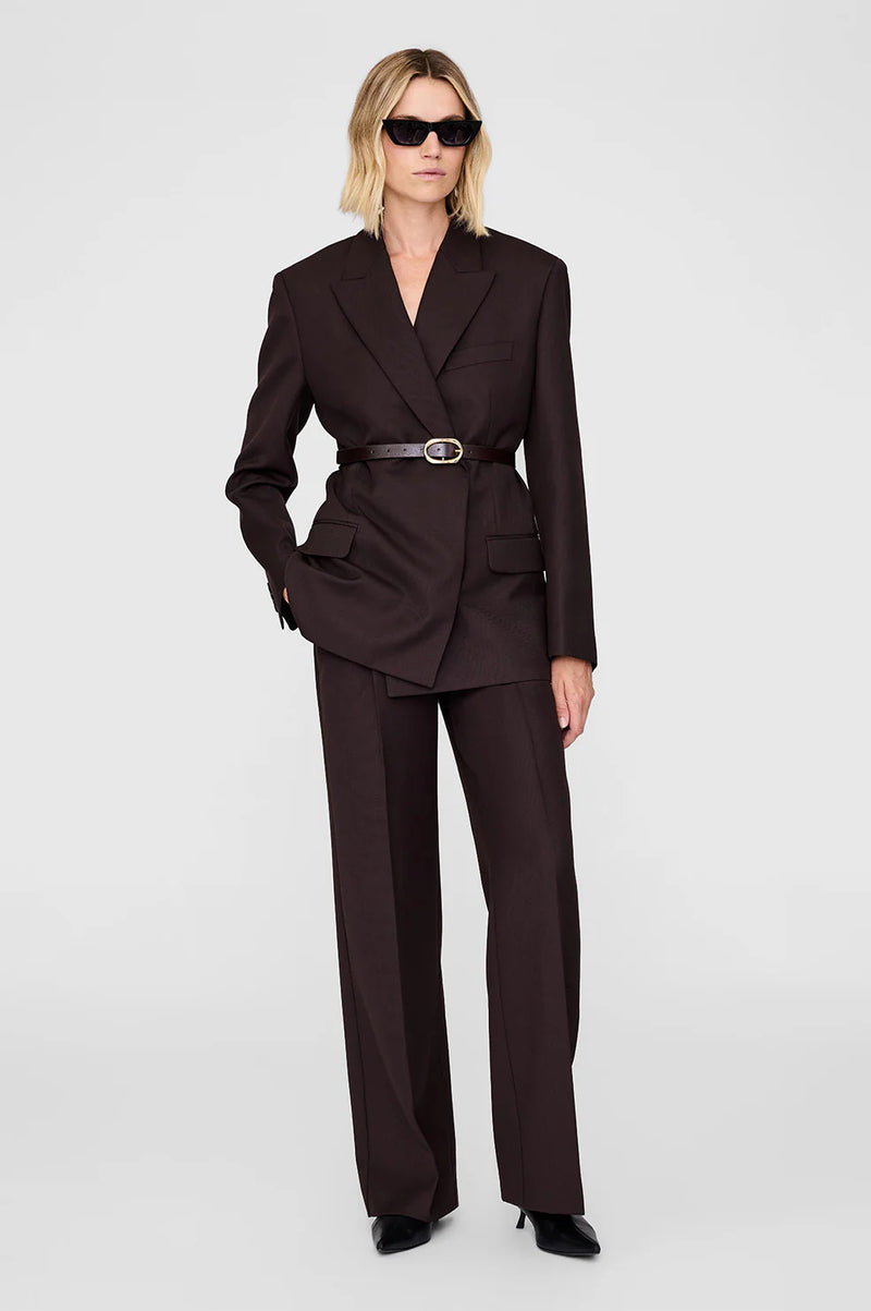 Anine Bing Small Signature Link Belt - Dark Brown With Gold