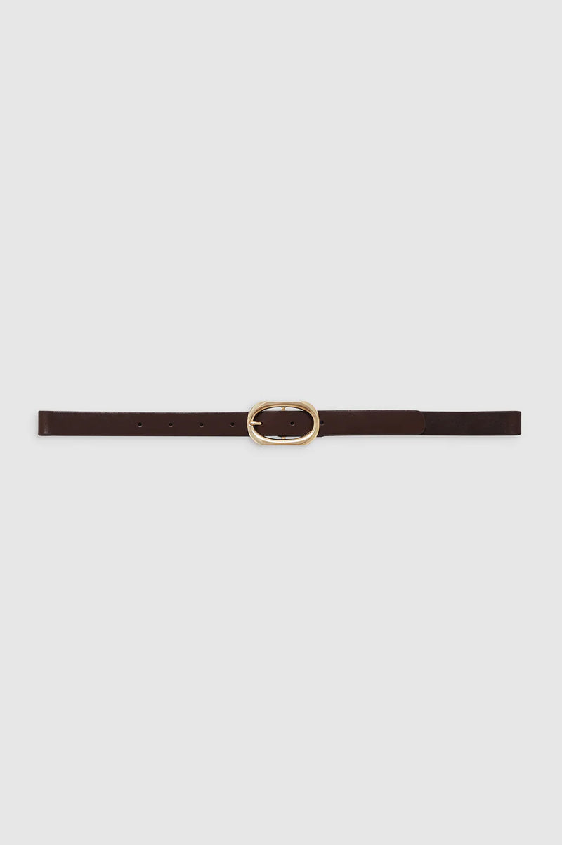 Anine Bing Small Signature Link Belt - Dark Brown With Gold