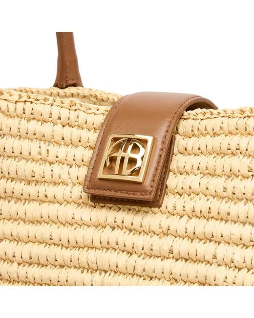 Anine Bing Lou Tote Monogram - Natural With Cognac