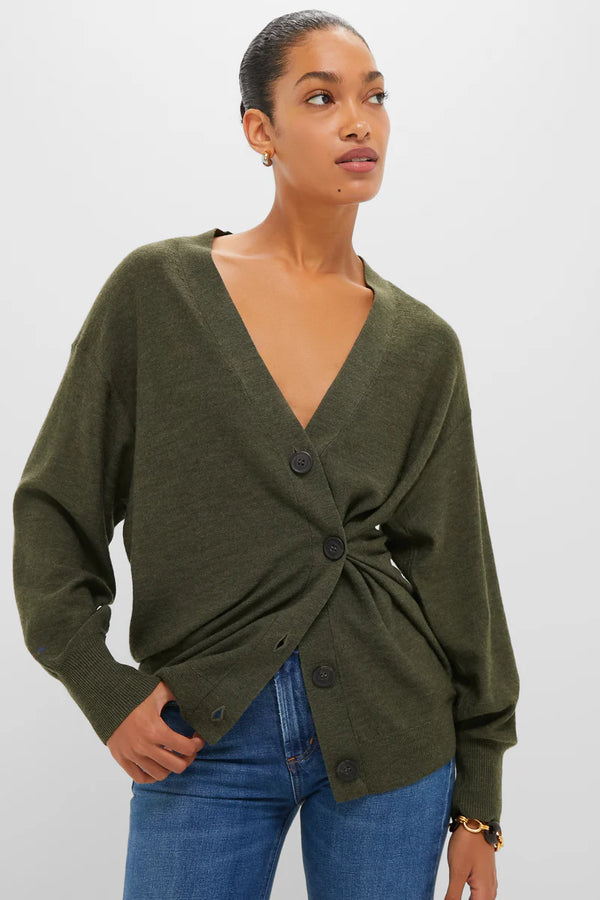 Apiece Apart Drippy Tissue Cardigan Olive