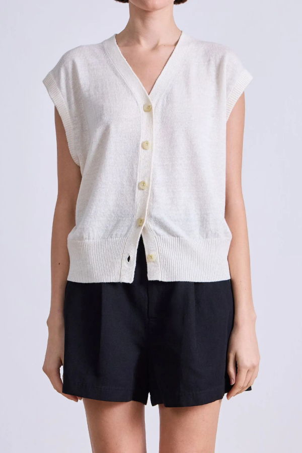 Apiece Apart  Fine Weight Cropped Vest Cream