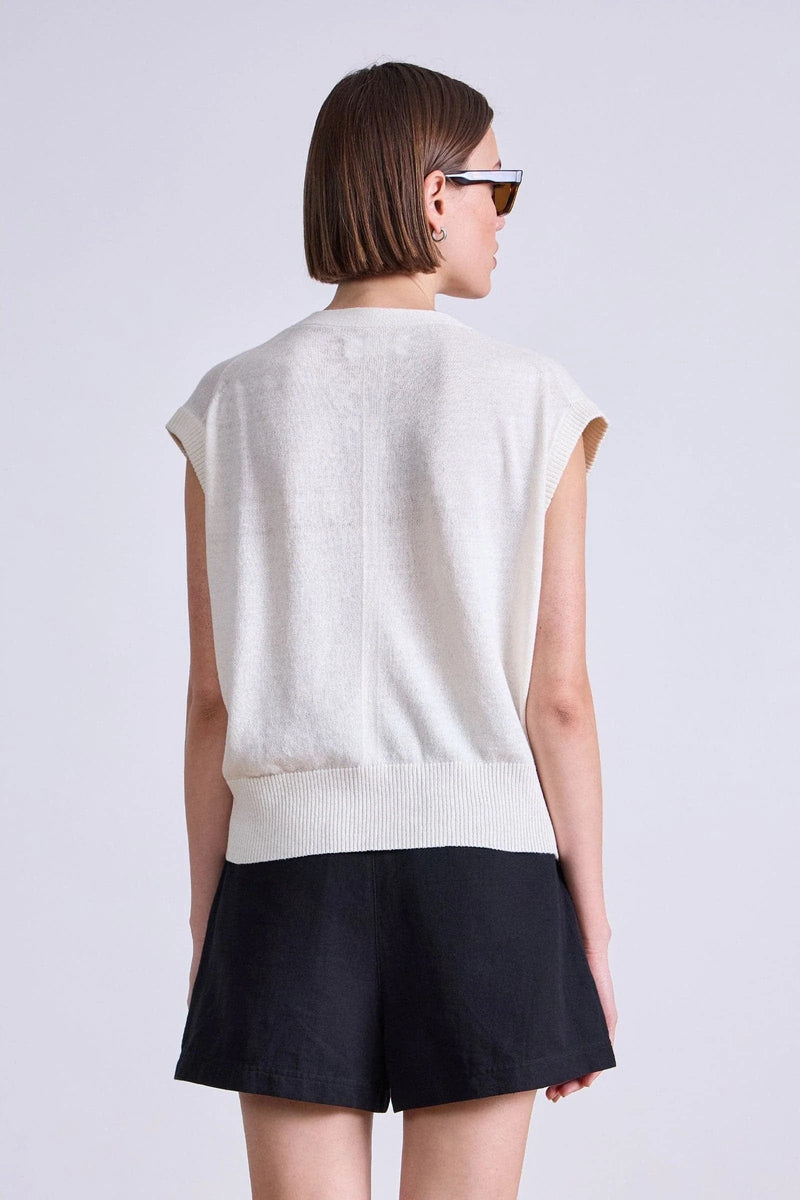 Apiece Apart  Fine Weight Cropped Vest Cream
