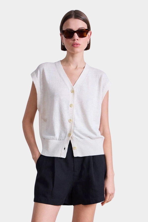 Apiece Apart  Fine Weight Cropped Vest Cream