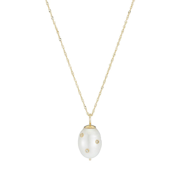 Ariel Gordon Jewelry Baroque Pearl Drop Pendant with Diamonds