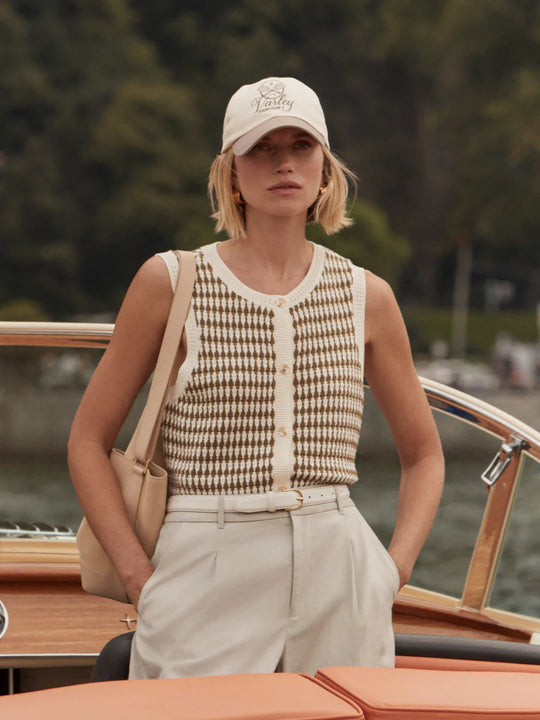 Varley Aura Knit Top - Egret / Golden Olive
