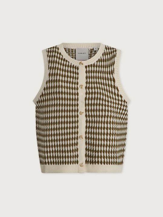 Varley Aura Knit Top - Egret / Golden Olive