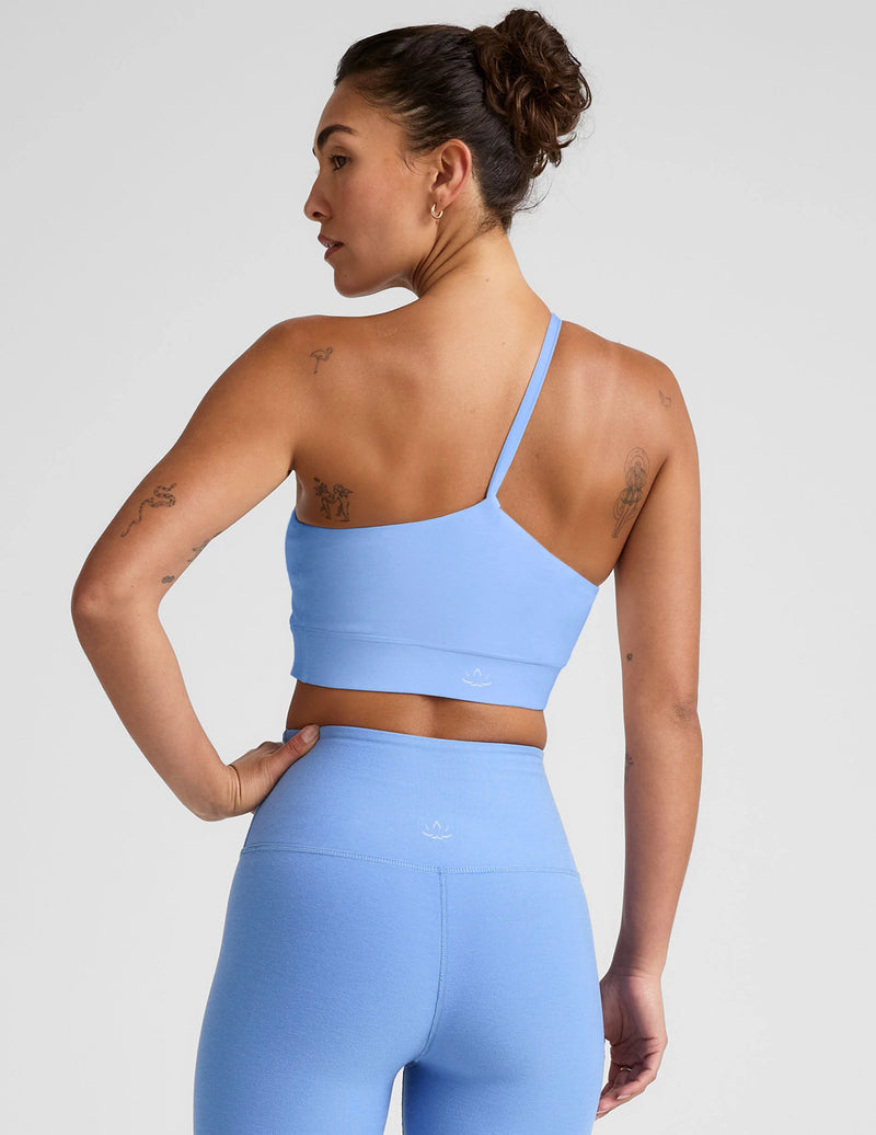Beyond Yoga Spacedye One Shoulder Long Line Bra Flower Blue Heather