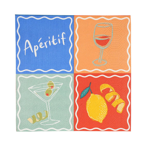 Talking Tables Bon Appetit Aperitif Recycled Paper Cocktail Napkins - 20Pack
