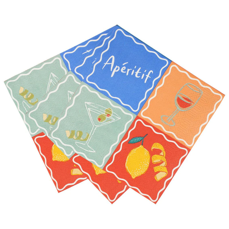 Talking Tables Bon Appetit Aperitif Recycled Paper Cocktail Napkins - 20Pack