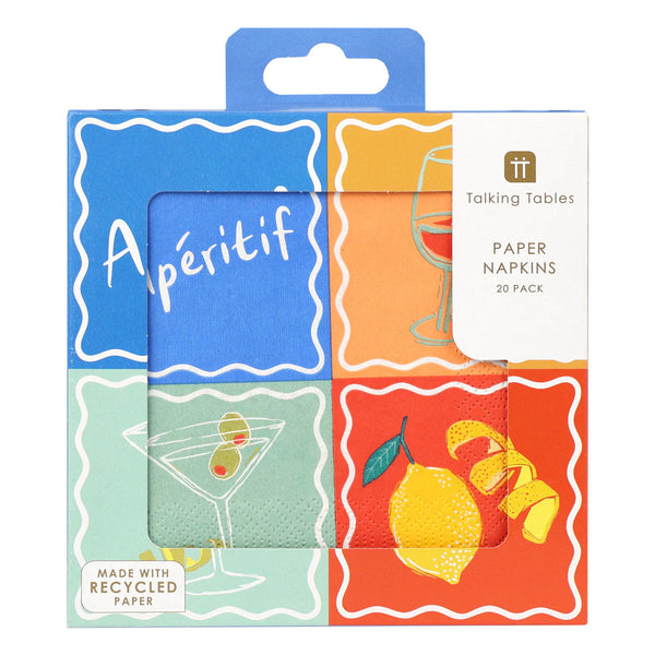 Talking Tables Bon Appetit Aperitif Recycled Paper Cocktail Napkins - 20Pack