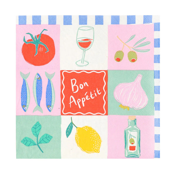 Talking Tables Bon Appetit Recycled Paper Napkins - 20 Pack
