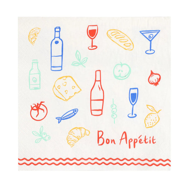 Talking Tables Bon Appetit Icons Recycled Paper Napkins - 20Pack