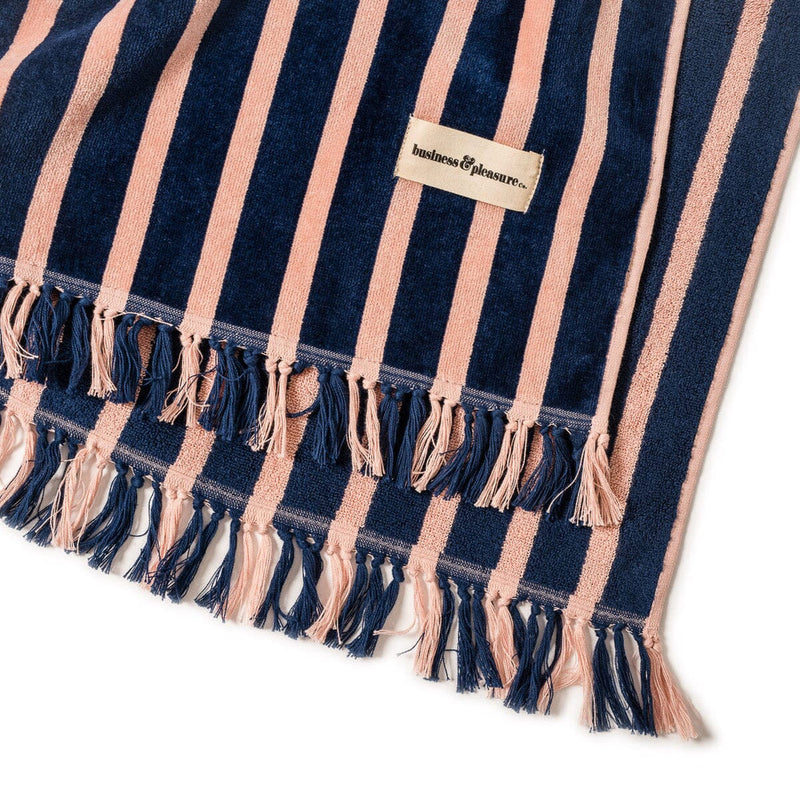 Business & Pleasure Beach Blanket - Monaco Navy And Pink Stripe