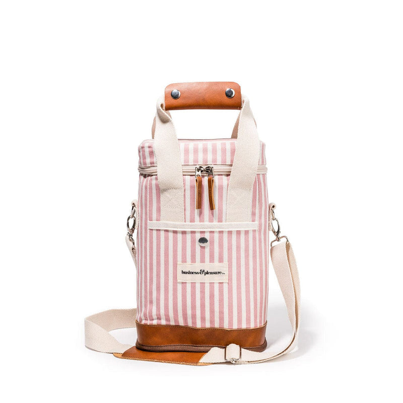 Business & Pleasure Wine Cooler Tote Bag - Laurens Pink Stripe