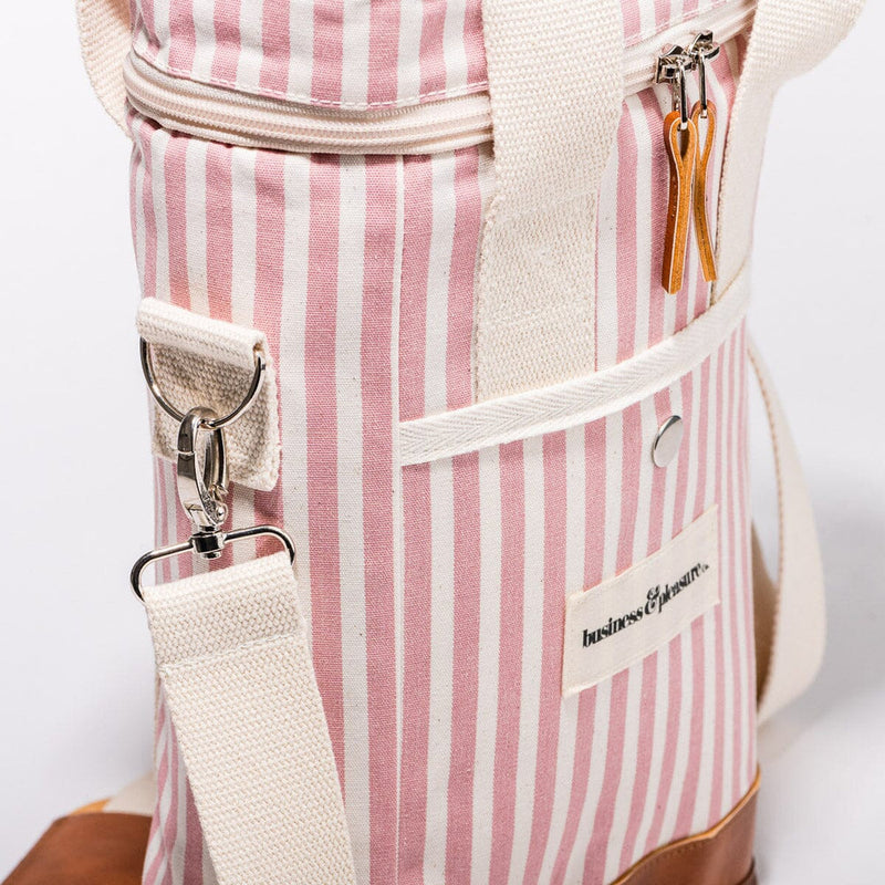 Business & Pleasure Wine Cooler Tote Bag - Laurens Pink Stripe