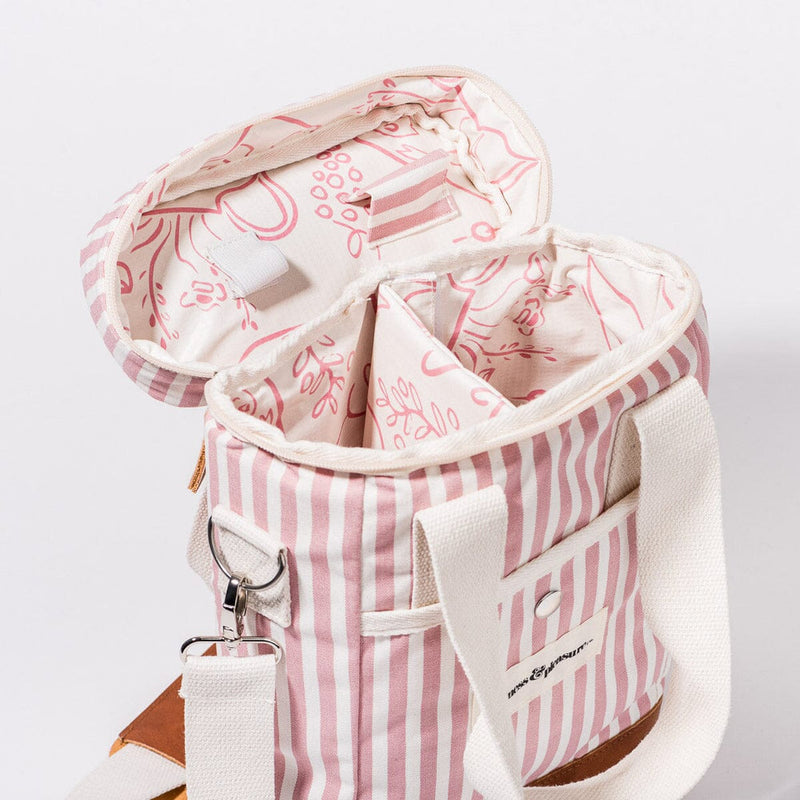 Business & Pleasure Wine Cooler Tote Bag - Laurens Pink Stripe