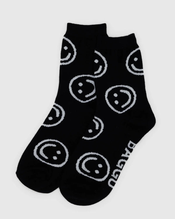 Baggu Crew Sock - Black Happy