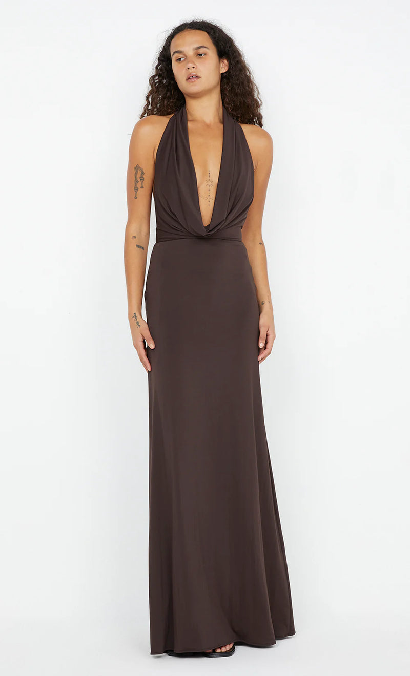 Bec + Bridge Nessie Cowl Maxi Dress Dark Chocolate