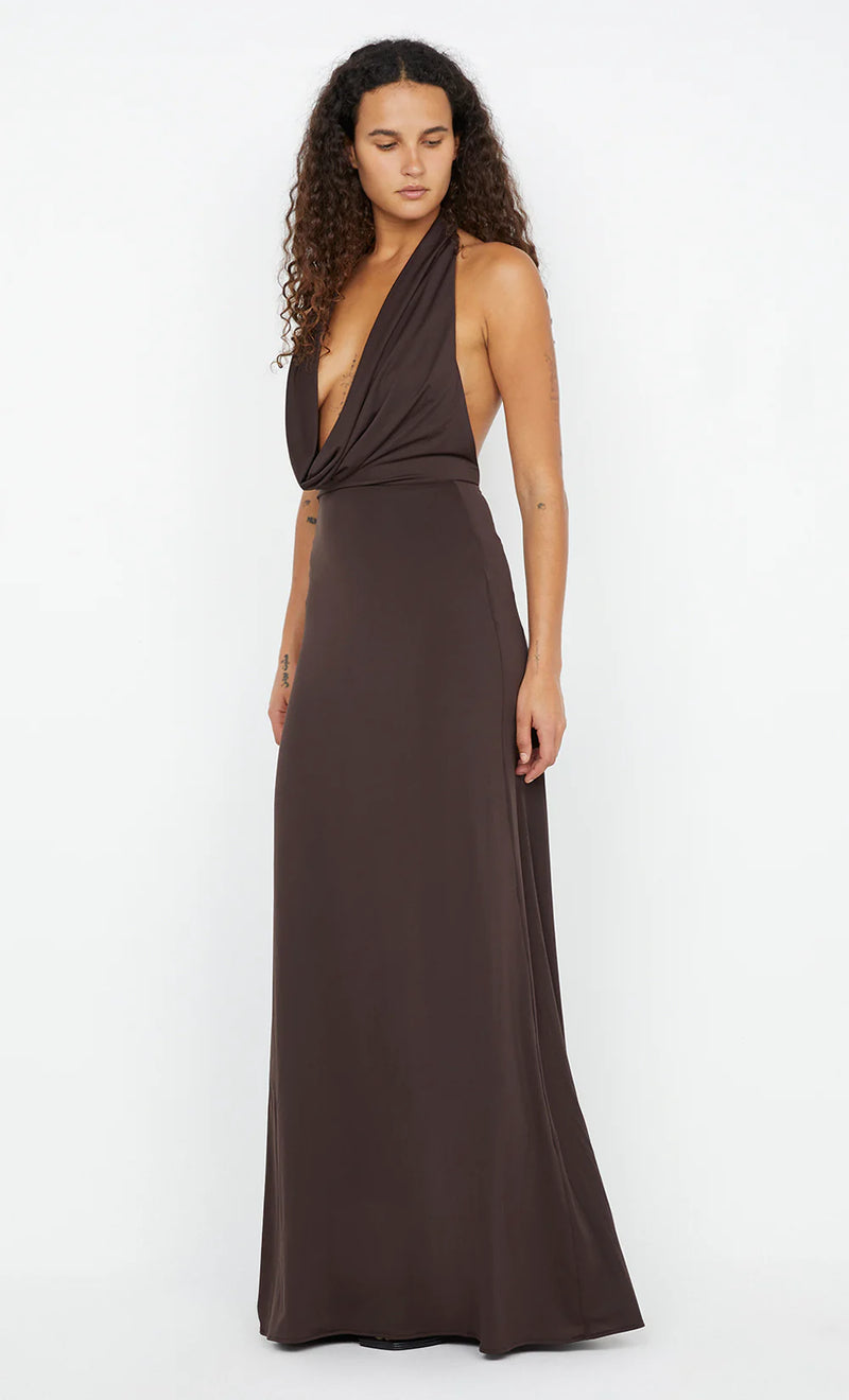 Bec + Bridge Nessie Cowl Maxi Dress Dark Chocolate