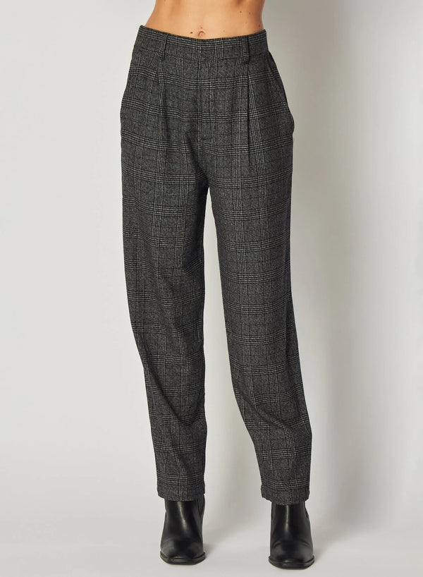 Bella Dahl Relaxed Pleat Front Trouser Glencheck Plaid