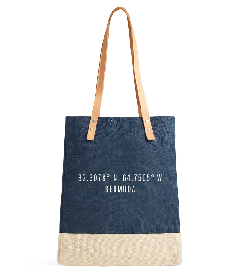 Wine Tote - Navy Bermuda Coordinates