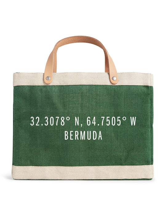 Petite Market Bag in Field Green Bermuda Coordinates (white)