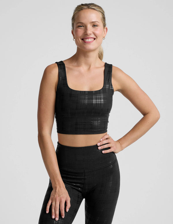 Beyond Yoga Beyond The Studio High Cropped Tank Plaid Foil Black