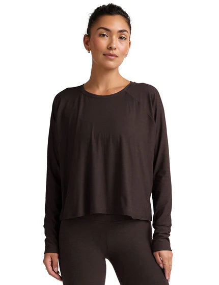 Beyond Yoga Featherweight Daydreamer Pullover Dark Chocolate Heather