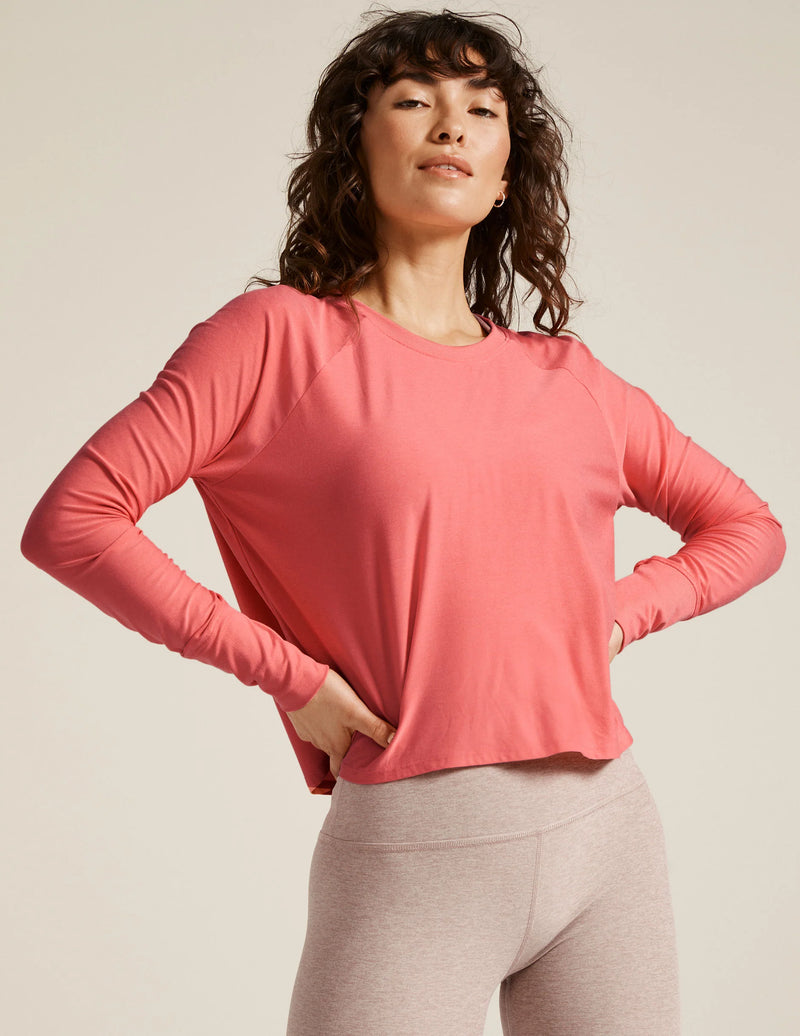 Beyond Yoga Featherweight Daydreamer Pullover Sun Kissed Coral Heather