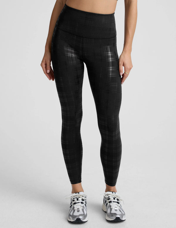 Beyond Yoga High Waisted Midi Legging Plaid Foil Black