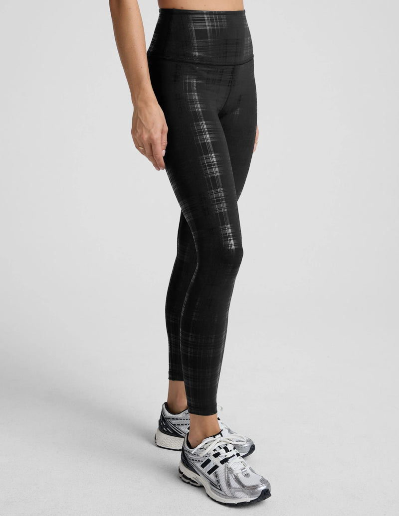 Beyond Yoga High Waisted Midi Legging Plaid Foil Black